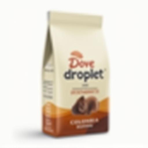 Dove Droplet coffee bag for Colombia Supremo, showcasing brand quality